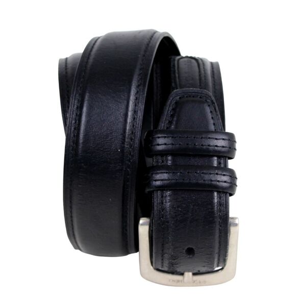 Columbia BLACK REAL LEATHER STITCH 1 5/8"Wd CASUAL DRESS MEN'S BELT Size 38 (54D - Picture 1 of 14